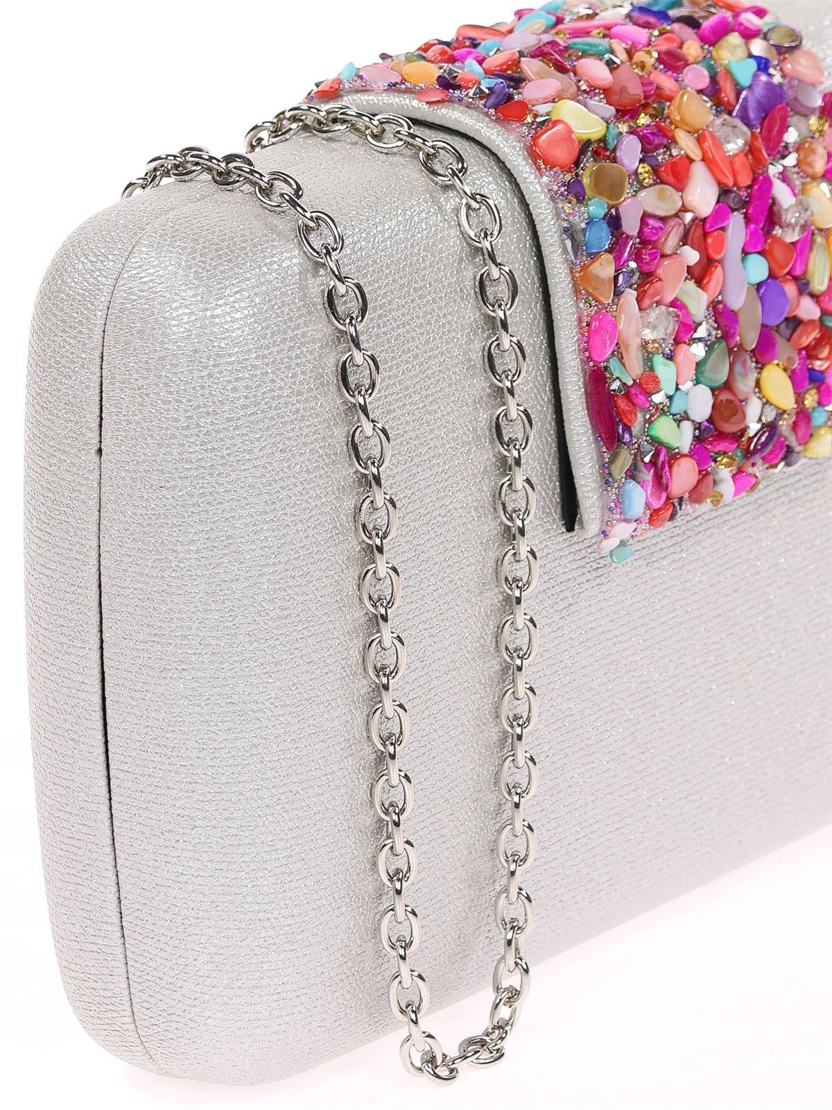 BOLSO CLUTCH DE FIESTA PEDRERIA PLATA 41462 - Imagen 2