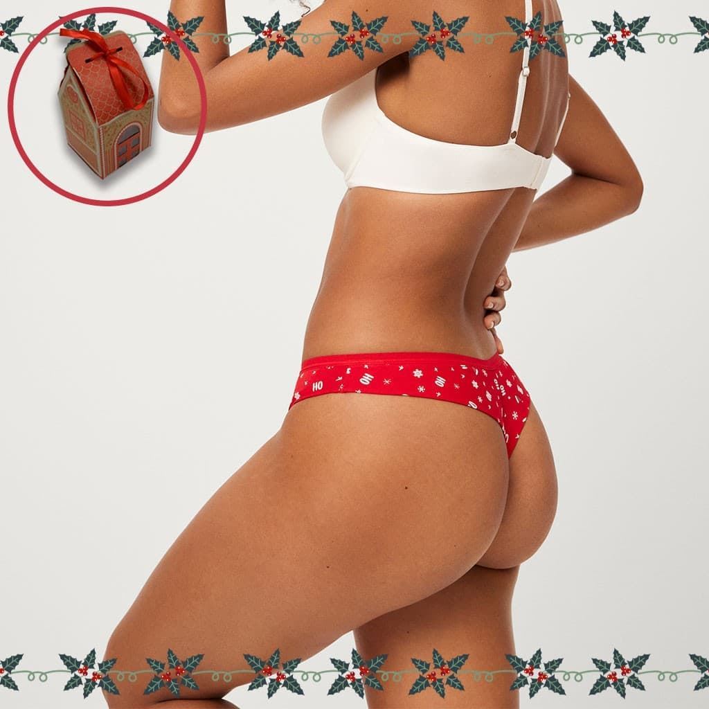 Ropa interior de Bikini Sexy para mujer, tangas navideñas, novedad