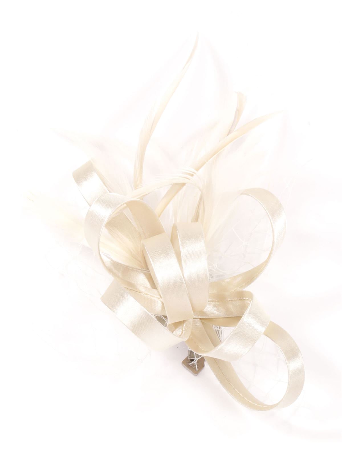 Tocado pequeño plumas beige 91013 - Imagen 1