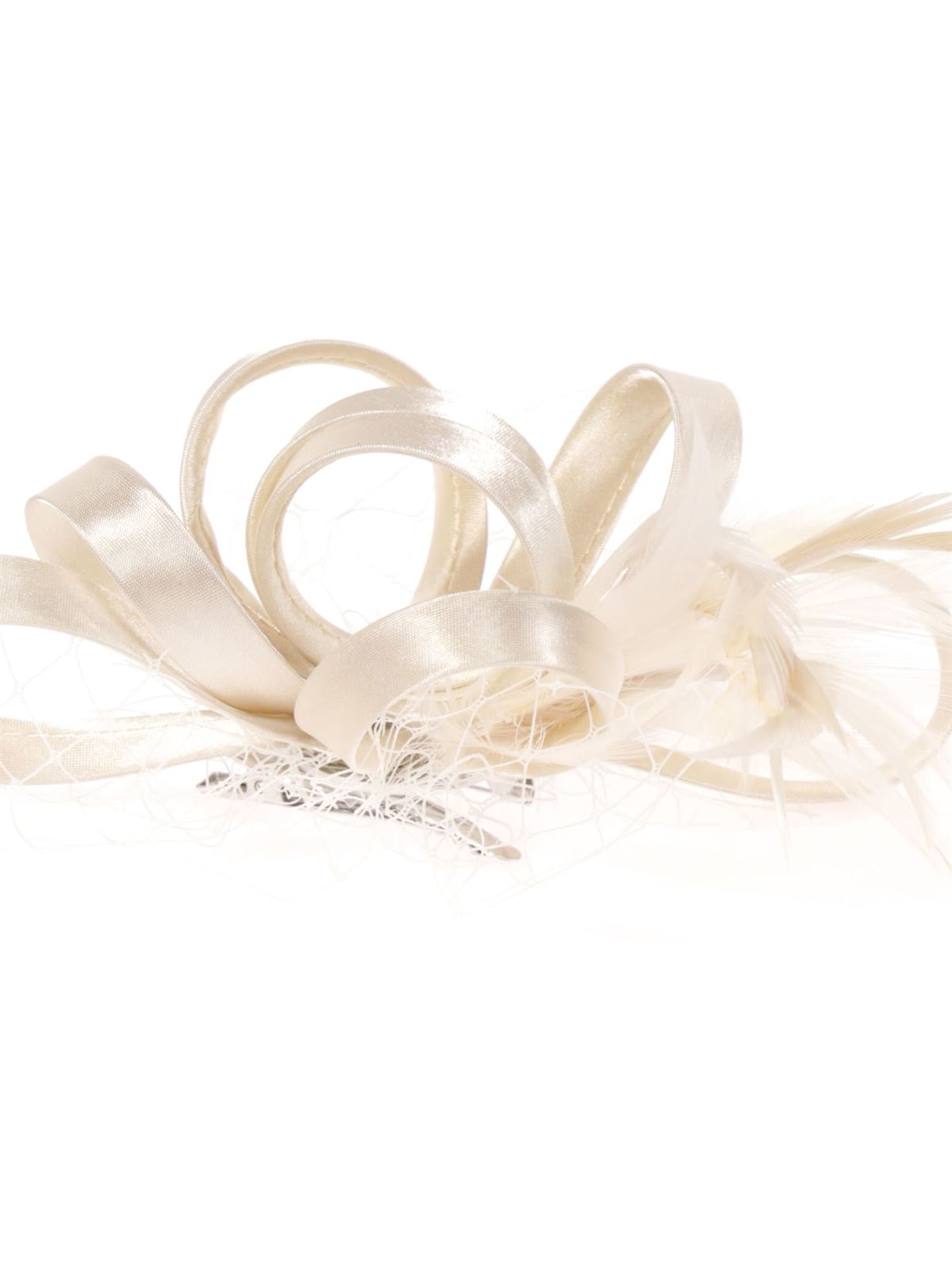 Tocado pequeño plumas beige 91013 - Imagen 2