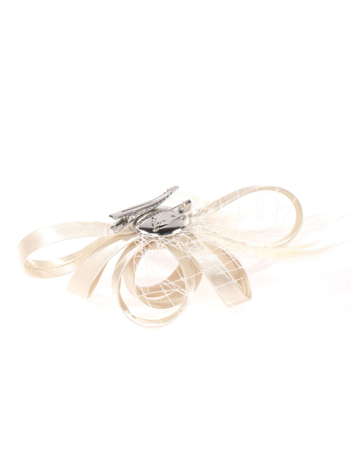 Tocado pequeño plumas beige 91013 - Imagen 3