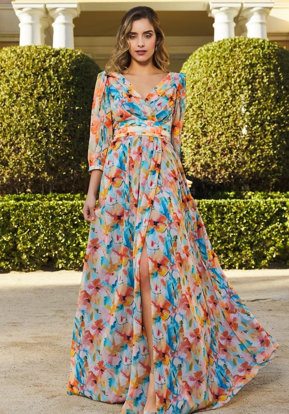 VESTIDO DE FIESTA ESTAMPADO  JUAN MARCOS 2947 - Imagen 1