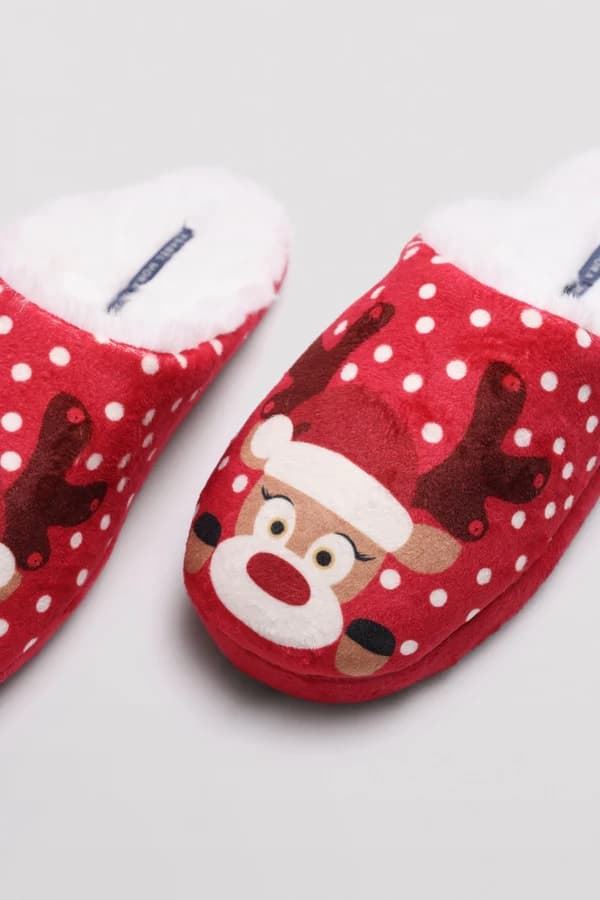 Zapatillas de casa estampado navideño rojo 14143 - Imagen 1