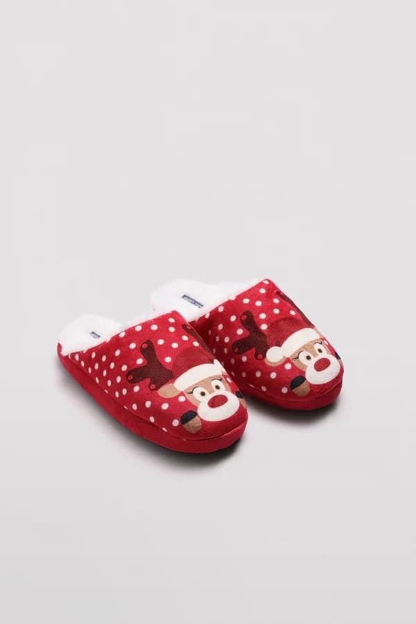 Zapatillas de casa estampado navideño rojo 14143 - Imagen 2