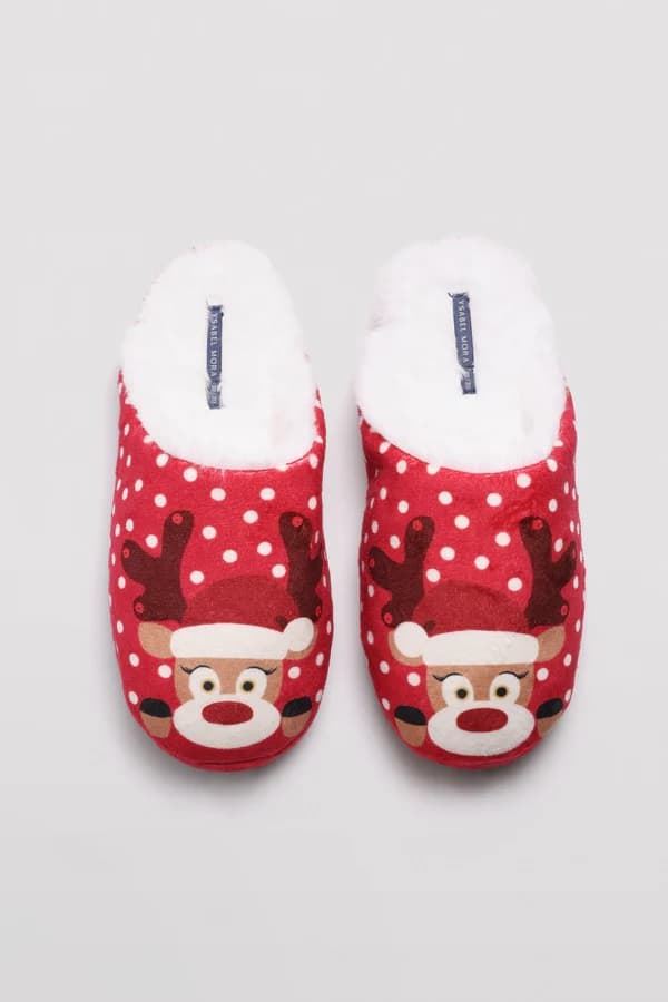 Zapatillas de casa estampado navideño rojo 14143 - Imagen 3